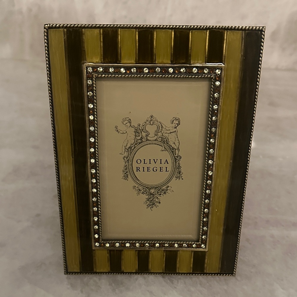 Olivia Riegel Gold and Brown Striped Picture Frame